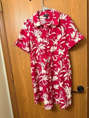 Halston Pink Floral Button-Front Mini Dress